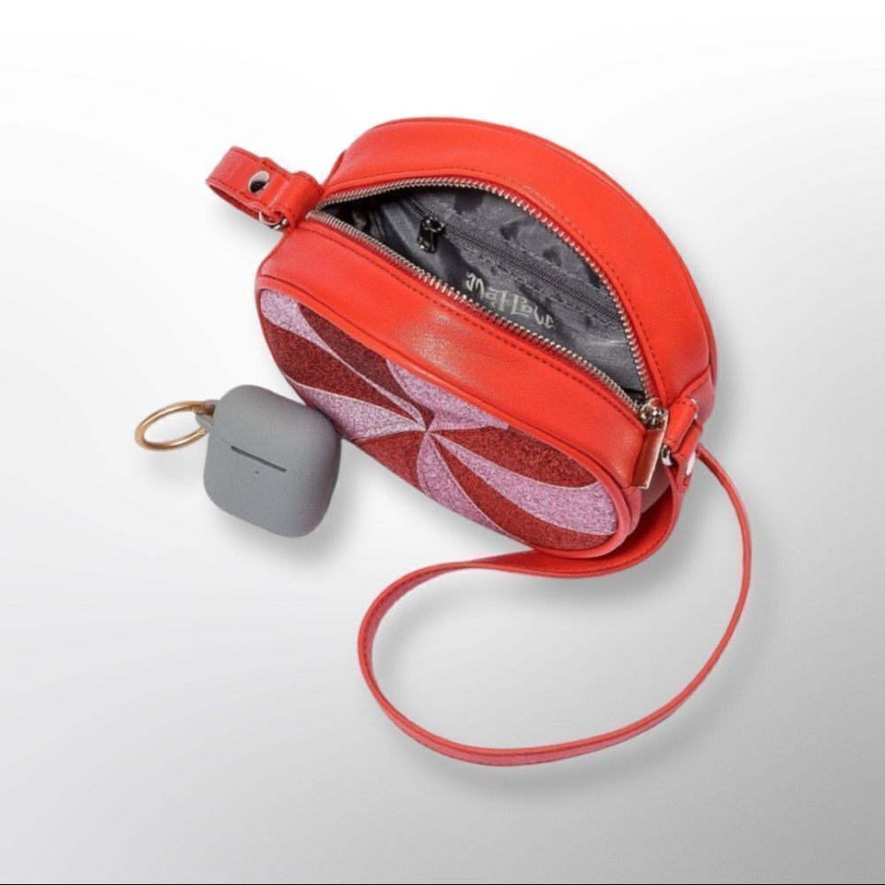 Mad Love Crossbody Holiday Bag NWT Red Candy Cane Glitter Peppermint - Picture 7 of 9
